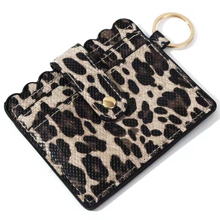 Wholesale Leopard Print Cow Print Plaid PU Leather Card Holder Keychain JDC-KC-HTong001