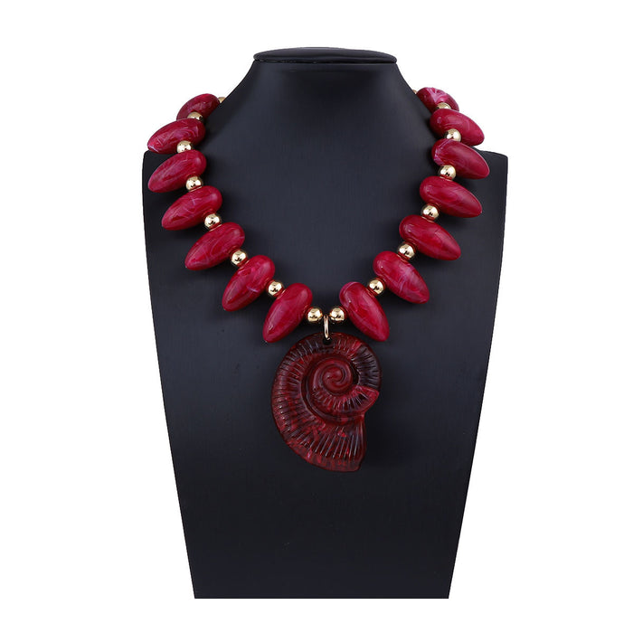 Wholesale Multi-Color Optional Beaded Large Conch Pendant Necklace Light Luxury Versatile Women