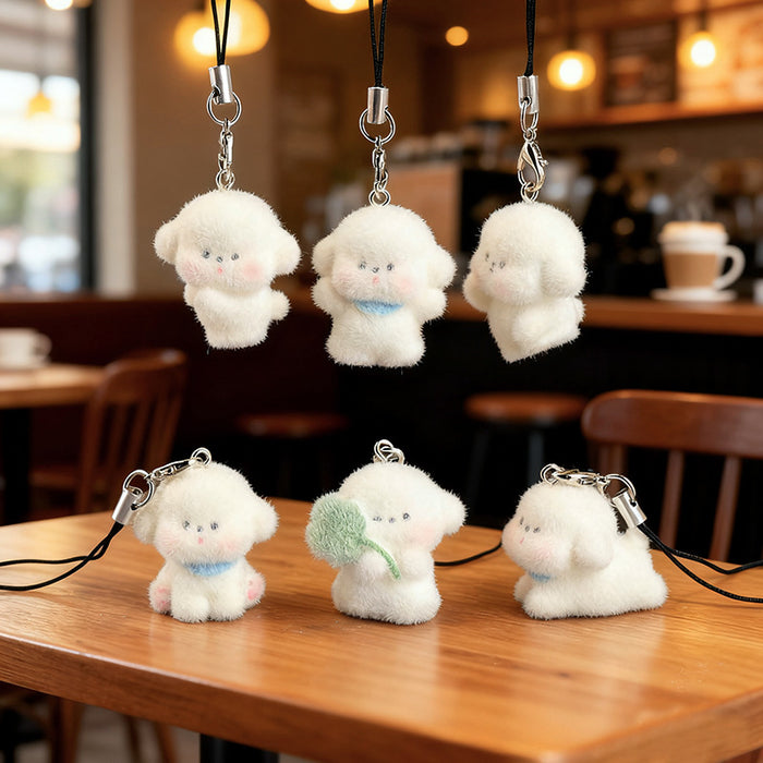 Wholesale 3D Flocked Resin Dog Keychain