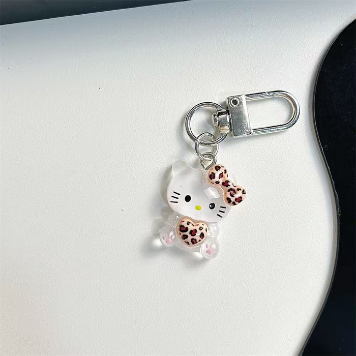 Wholesale Translucent Leopard Print Keychain Silver School Bag Pendant
