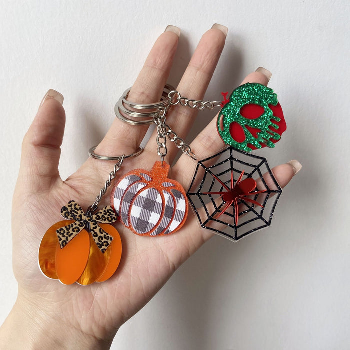 Wholesale  Acrylic Car Keychain Pumpkin  Web Poison Funny Party Favor Gift