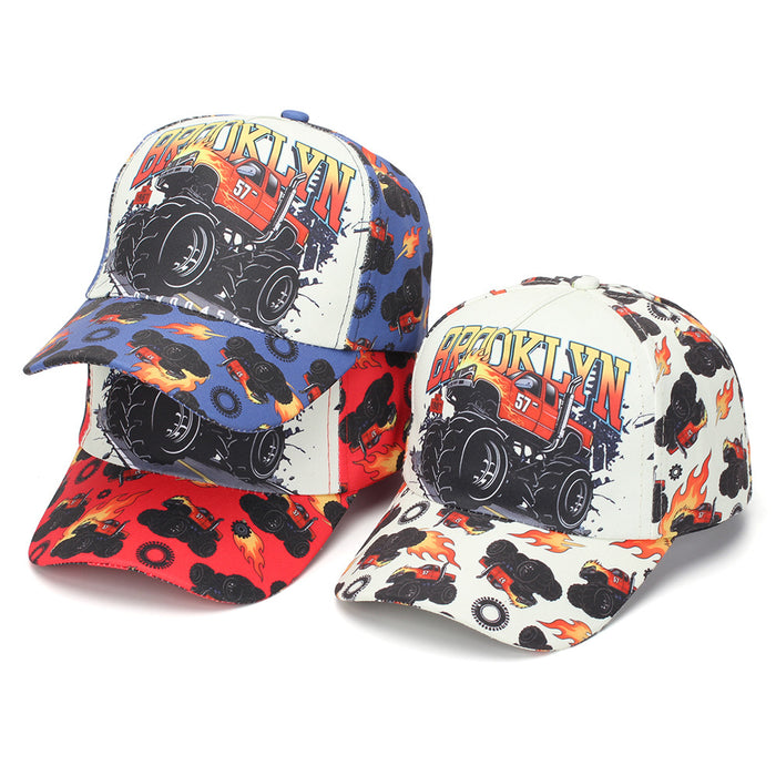 Wholesale Kids Baseball Cap with Flame Print Summer Sun Protection Unisex Hat