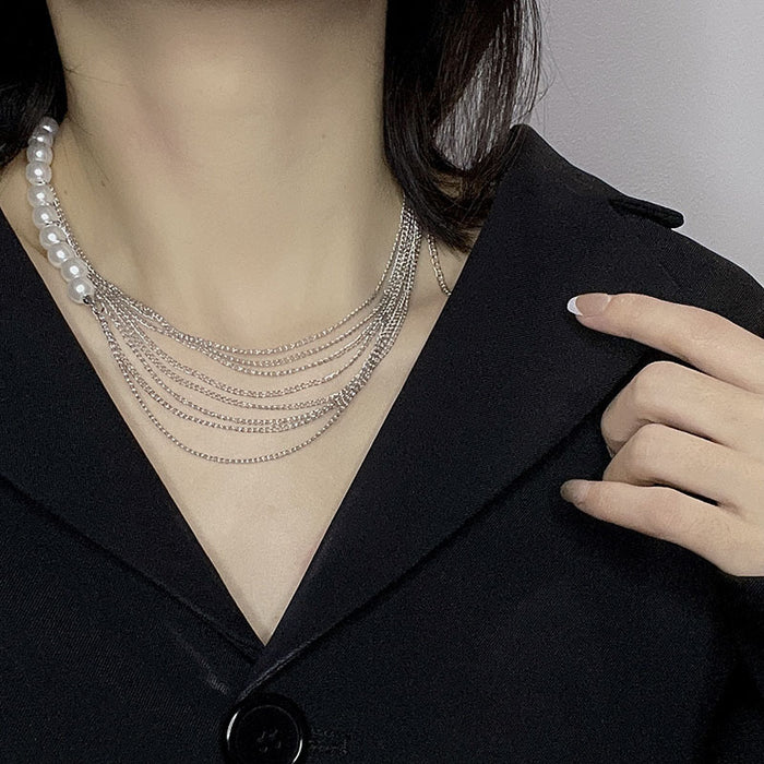 Wholesale Multi-layered Alloy Pearl Necklace JDC-NE-LaiL007