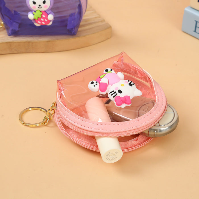 Wholesale Random Cartoon Transparent PU Zipper Coin Purse Keychain JDC-KC-YiK010