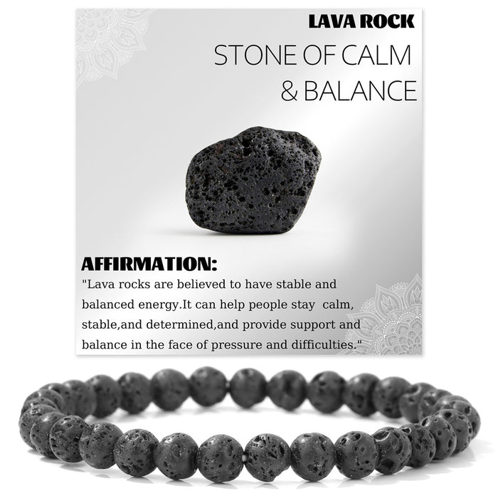 Wholesale 6mm stone bead bracelet with elastic cord card packaging