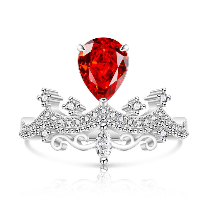 Wholesale Platinum-Plated Copper Geometric Adjustable Ice-Cut Crown Ring for Women