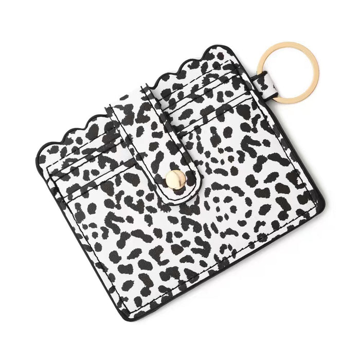 Wholesale Leopard Print Cow Print Plaid PU Leather Card Holder Keychain JDC-KC-HTong001