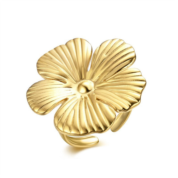 Wholesale Personalized and trendy flower opening titanium steel ring jewelry, fashionable Zou Ju ring