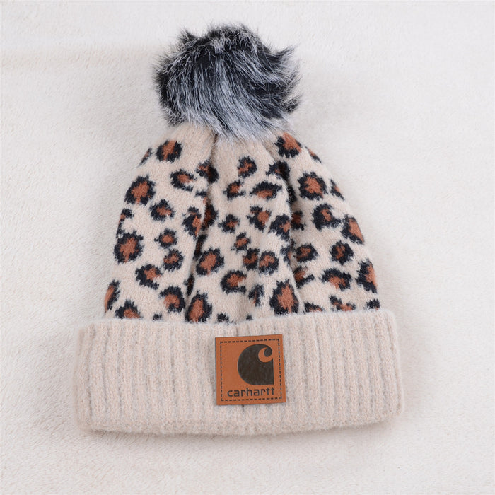 Wholesale Parent-child Leopard Print Warm Hat with Fleece (F) JDC-FH-KuT013