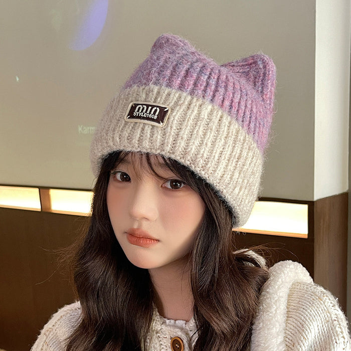 Wholesale Winter Cat Ear Hat Women's Ear Protection Wool Hat Knitted Hat Cute