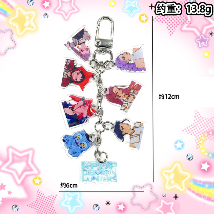 Wholesale Long string of cute K-pop cartoon character acrylic keychains