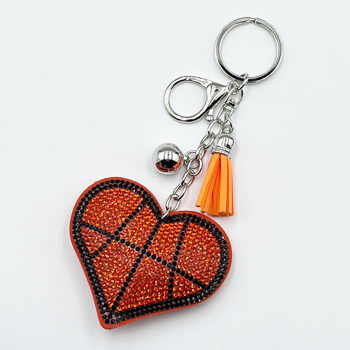 Wholesale Rhinestone Heart Sports Ball Rhinestone Keychain