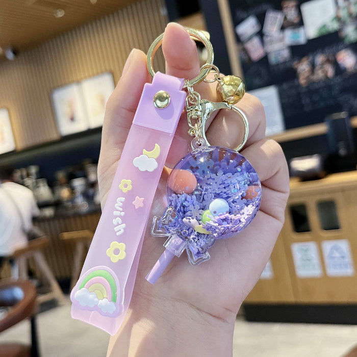 Wholesale Oil-flowing Quicksand Sakura Keychain