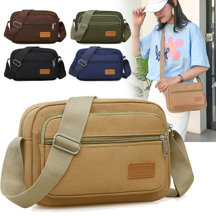 Wholesale Canvas men's bag, middle-aged and elderly backpack, large capacity multi-layer travel, simple and casual street vendor bag, men's single shoulder crossbody bag