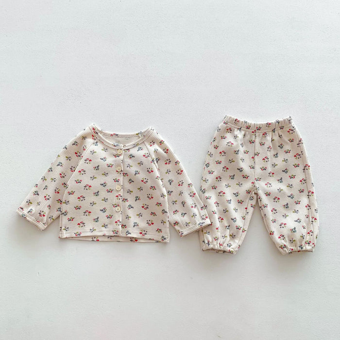 Wholesale Long Sleeve Waffle Top Pants Baby Clothes Set JDC-BC-WeiNiS014