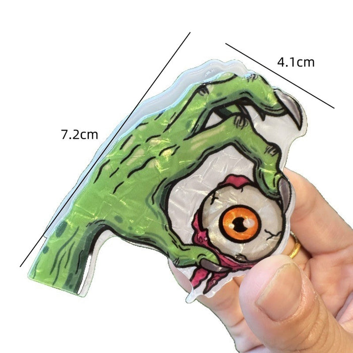 Wholesale Green skull claw ponytail clip eyeball decoration hairpin personality ghost hand clip  shark clip hair accessories
