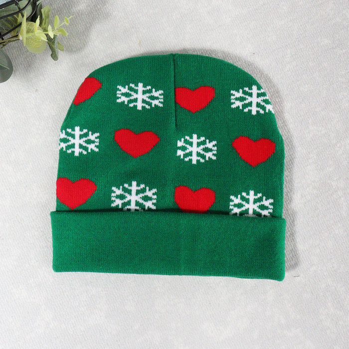 Wholesale Autumn and Winter Jacquard Hat Snowflake Heart Christmas Beanie JDC-FH-JunL005