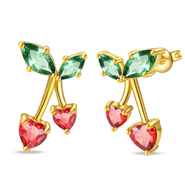 Wholesale Silver Plated Fruit Earrings Strawberry Grape Cherry Party Jewelry Accessory