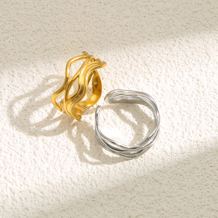 Wholesale Stainless steel fashionable titanium steel ring with high-end design, simple lines, and an open ring