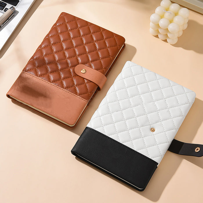 Wholesale Notebook Pu Spliced Rhombus Hand Ledger Creative High-Value Business Notepad