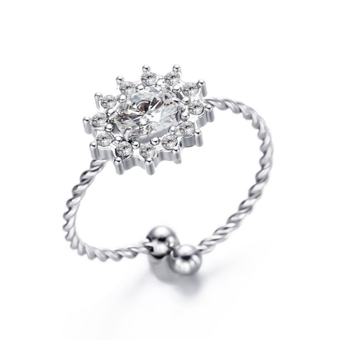 Wholesale stainless steel love diamond adjustable ring sparkling ring