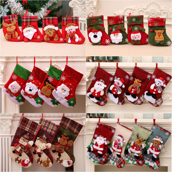 Wholesale Christmas Stockings Christmas Gift Bag Christmas Small Stockings Pendant Christmas Tree Hanging Ornament Bag