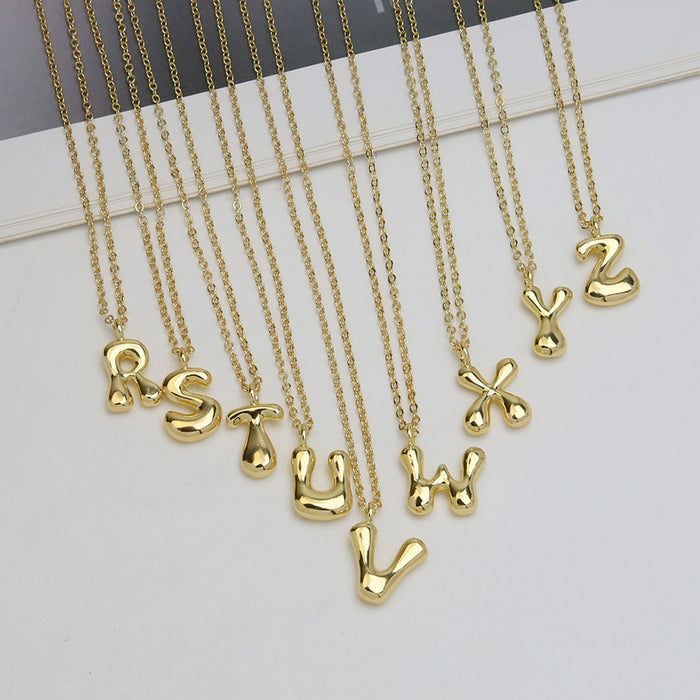 Wholesale 18k Brass Glossy Balloon 26 English Letters Necklace JDC-NE-BaiYi005