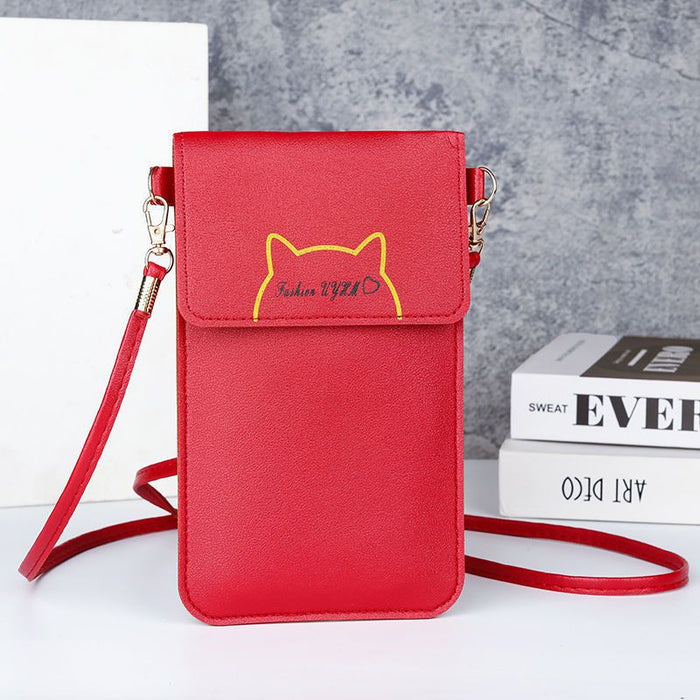 Wholesale Crossbody Phone Bag Wine Red PU Leather Letter Design Women' s Everyday Handbag