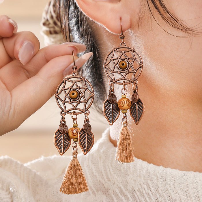 Wholesale Bohemian Retro Tassel Earrings Ethnic Style Zinc Alloy Gift MOQ≥2