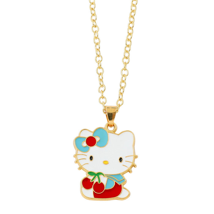 Wholesale Cartoon cat necklace pendant rhinestone enamel jewelry