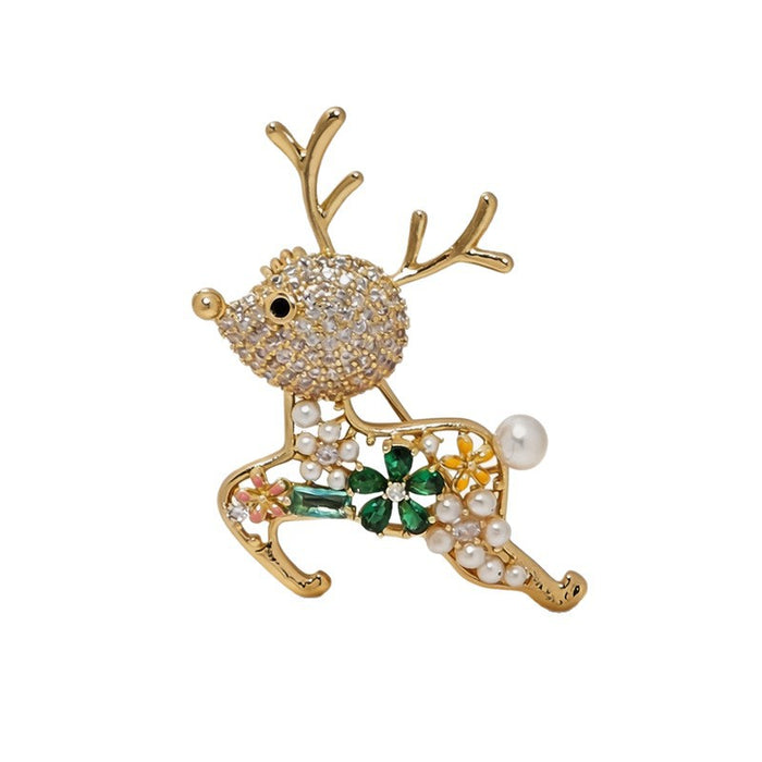 Wholesale Vintage Hollow Out Deer Brooch Alloy With Pearl Flower Accent Stylish Accessory For Suits ves Bags And Bag Charm