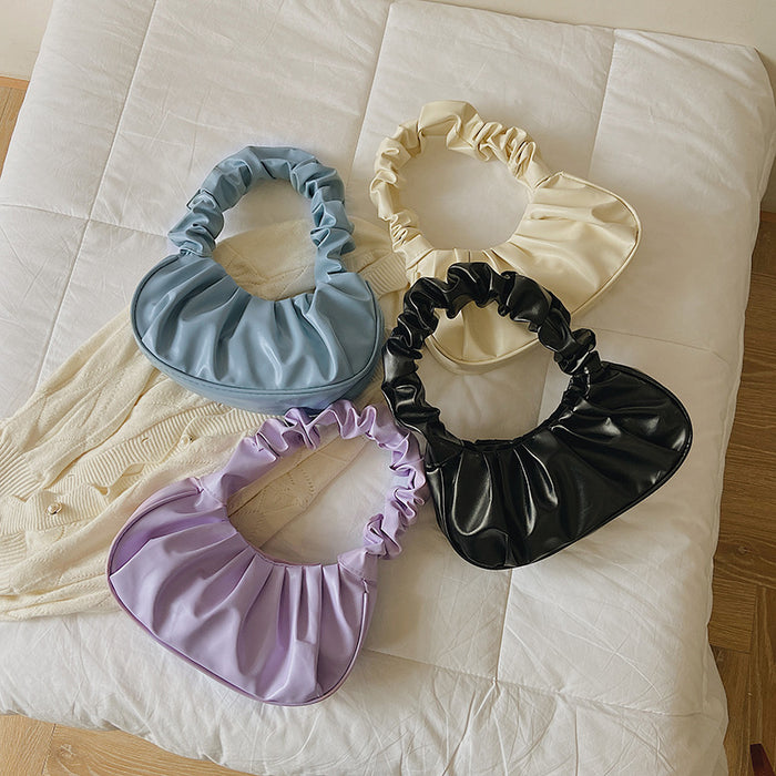 Wholesale New solid color cloud pleated bag, minimalist shoulder bag