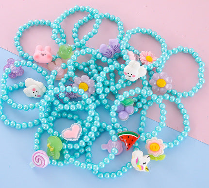 Wholesale children princess bow shell pearl necklace suit