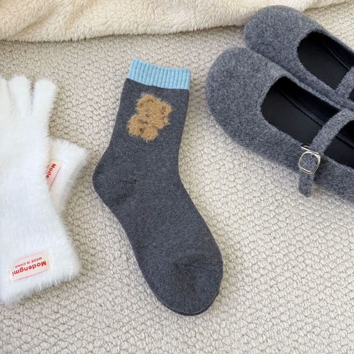 Wholesale Cute socks with contrasting colors, thick and warm socks, looped socks, stacked socks