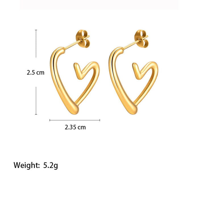 Wholesale Simple stainless steel love earrings cold wind earrings