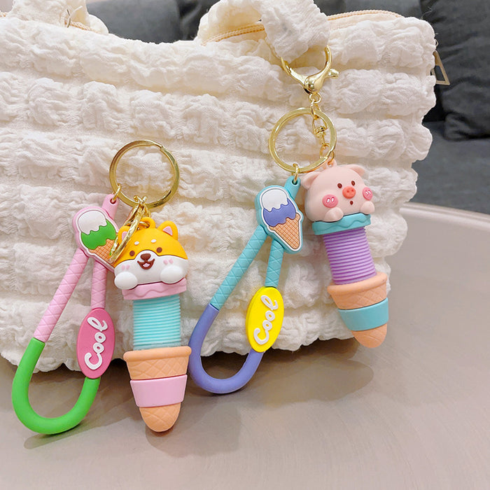 Wholesale Ice Cream Animal Plastic Keychain JDC-KC-ShuoT017