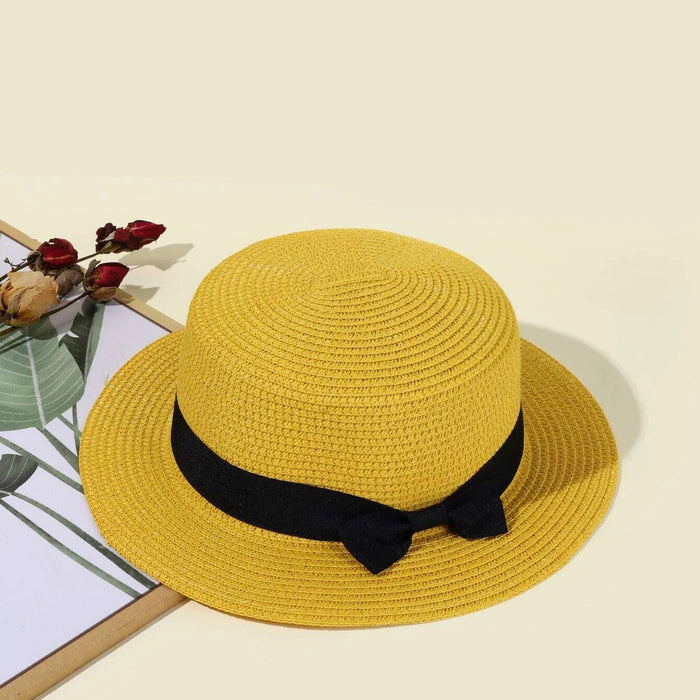 Wholesale Street Vendor Straw Hat Small Chili Pepper Bow Woven Straw Flat Top Hat Beach Hat Women's Summer Sun Hat JDC-SH-TQ001