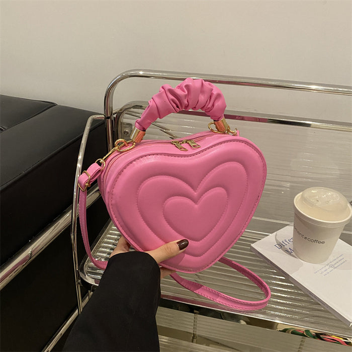 Wholesale Stylish Heart Shaped PU Crossbody Bag for Women Black