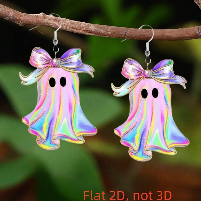 Wholesale Halloween Acrylic Ghost  Earrings Cartoon Print Party Jewelry Accessory MOQ≥2