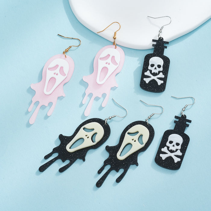Wholesale Funny Explosive Head Skull Print Earrings Acrylic