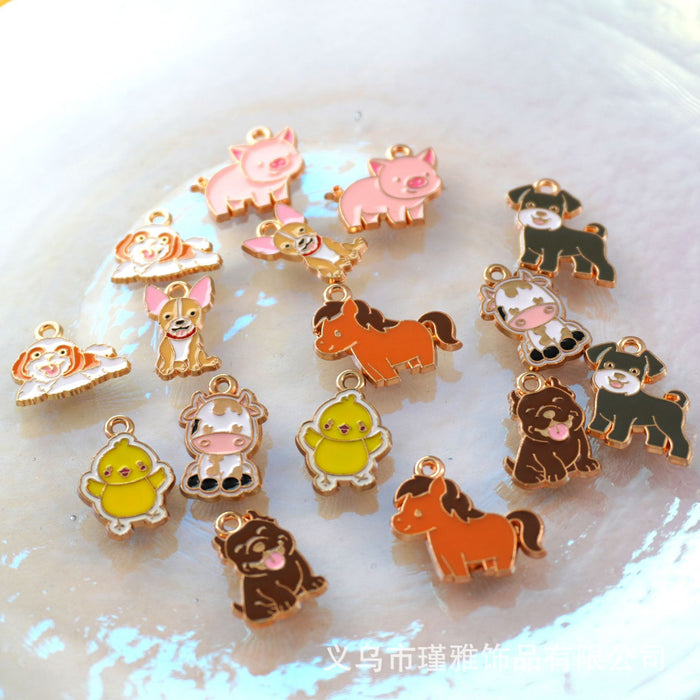 Wholesale 10pcs Small Animal Cow Pony Negative Alloy Oil Drop DIY Jewelry Accessories Cute Bracelet Pendant Pendant