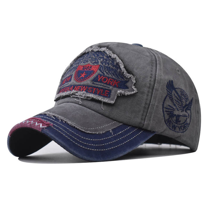 Wholesale Washed old embroidered baseball cap, outdoor five pointed star duckbill cap