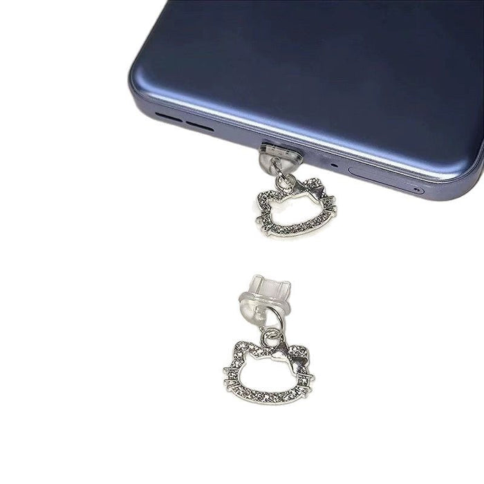 Wholesale Cute rhinestone phone charm with charging port,  universal dust plug,  type-C phone charm