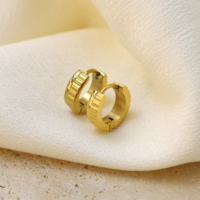 Wholesale Stainless steel striped earrings simple and fashionable earrings