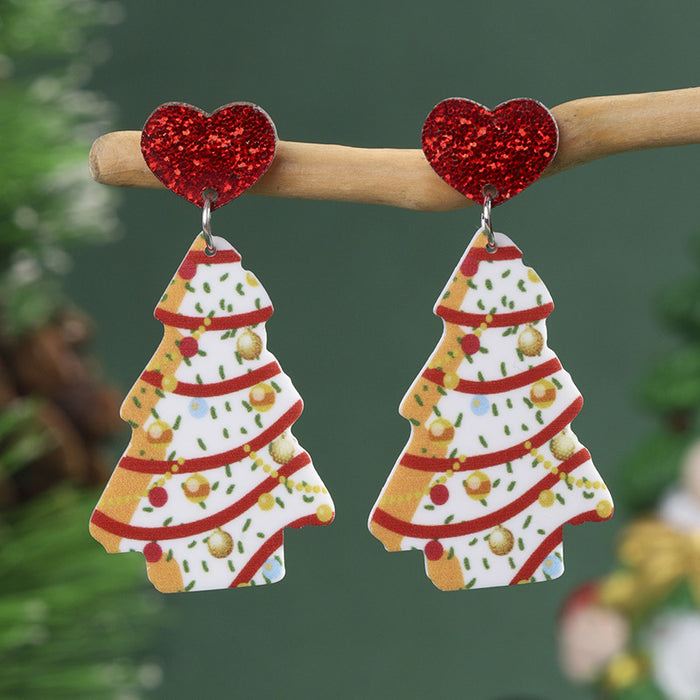Wholesale Christmas tree earrings love acrylic earrings