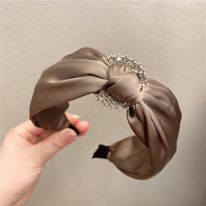 Wholesale Satin Rhinestone Wide Brimmed Headband JDC-HD-HonW002