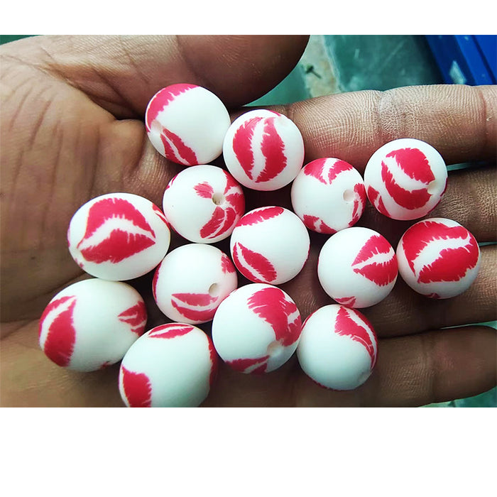 Wholesale 20pcs15mm Valentine's Day Printed Beads JDC-BDS-HongZhou007