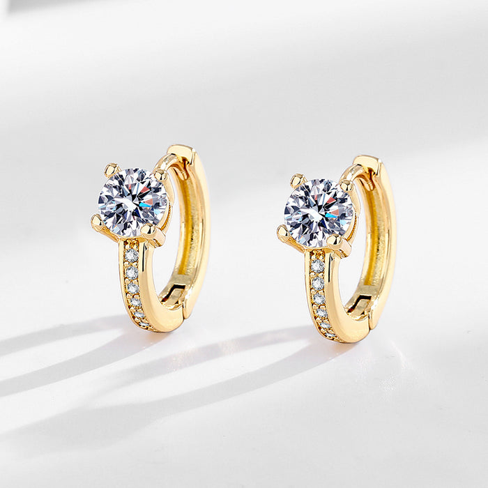 Wholesale Gold Tone Waterfall Zircon Four-Claw Earrings Fashion Jewelry Accessory Party Gift