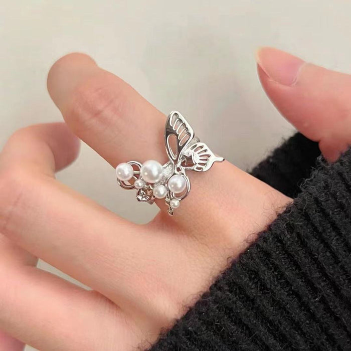Wholesale Butterfly Pearl Titanium Steel Ring for Women