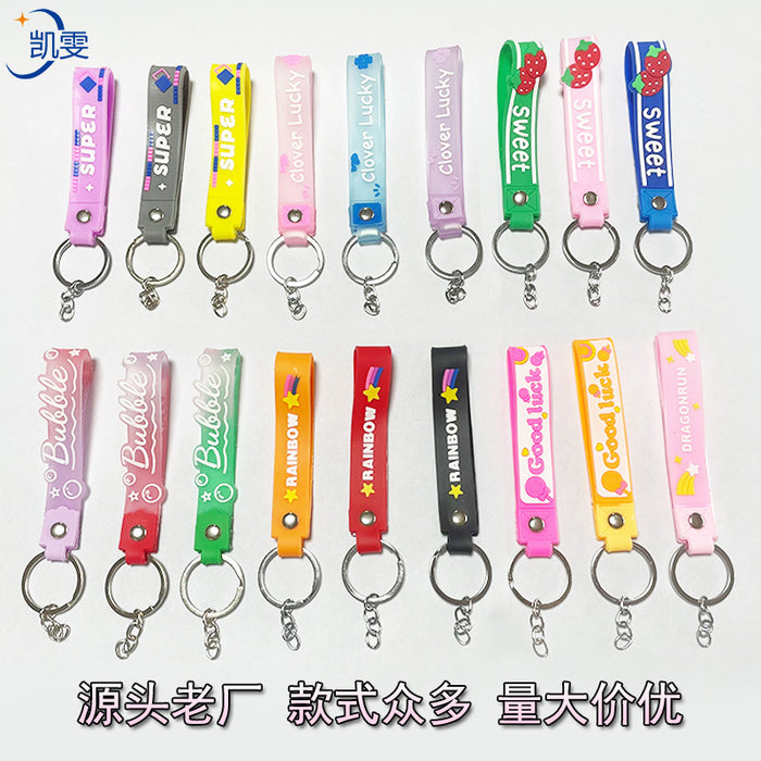 Wholesale key chain bag pendant accessories silicone leather rope pvc key chain